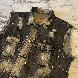 Black jean vest